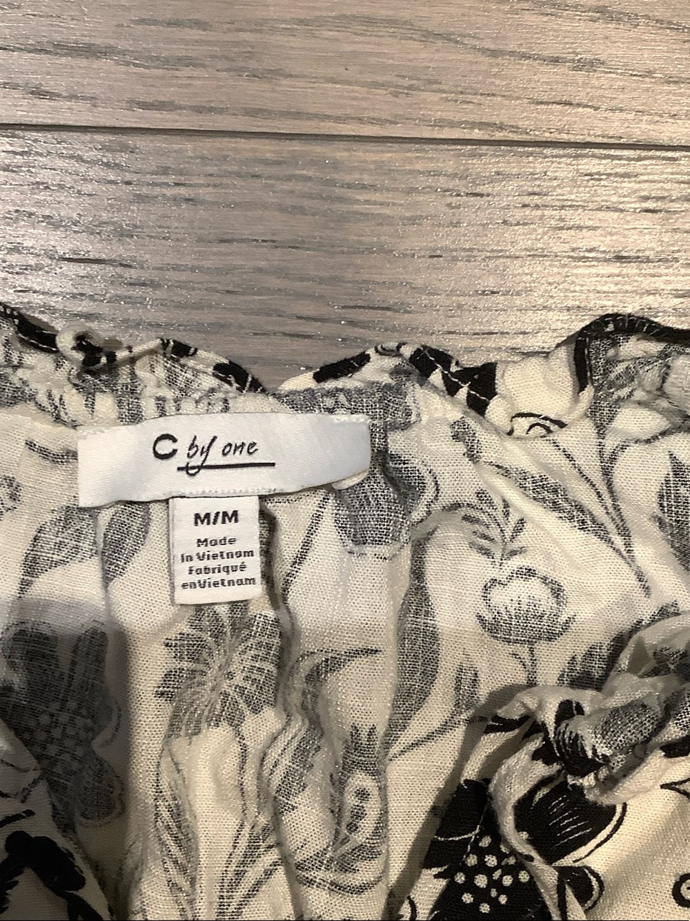 C Black Floral V-Neck Blouse on Cream - Picture 2 of 2